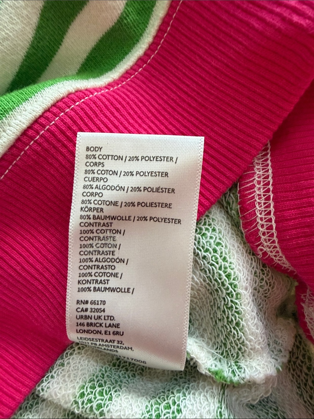 We the Free Crewneck Green & White Sweatshirt with Pink Trim - Picture 5 of 5